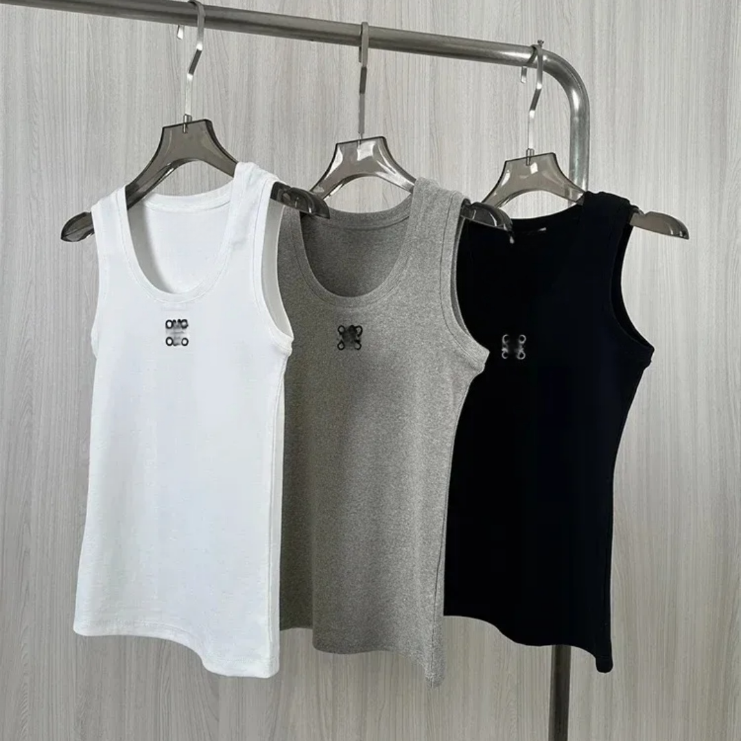 Loews top Women Summer Sleeveless Vest Casual Fitness Tank Top Streetwear Tops High Quality Embroidery Logo Knitted Tanks