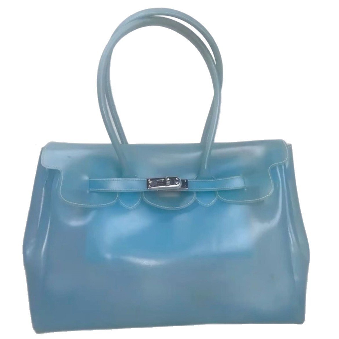 kiikii's same style jelly 2026 summer new commuter tote bag, fashionable transparent large-capacity underarm bag for women