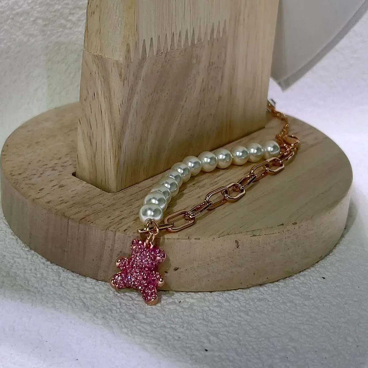 Bear Green Pearl Necklace Bracelet Pink Earrings Sale Trend Set Christmas Party Gift Accessories for Women 260429 - view 4
