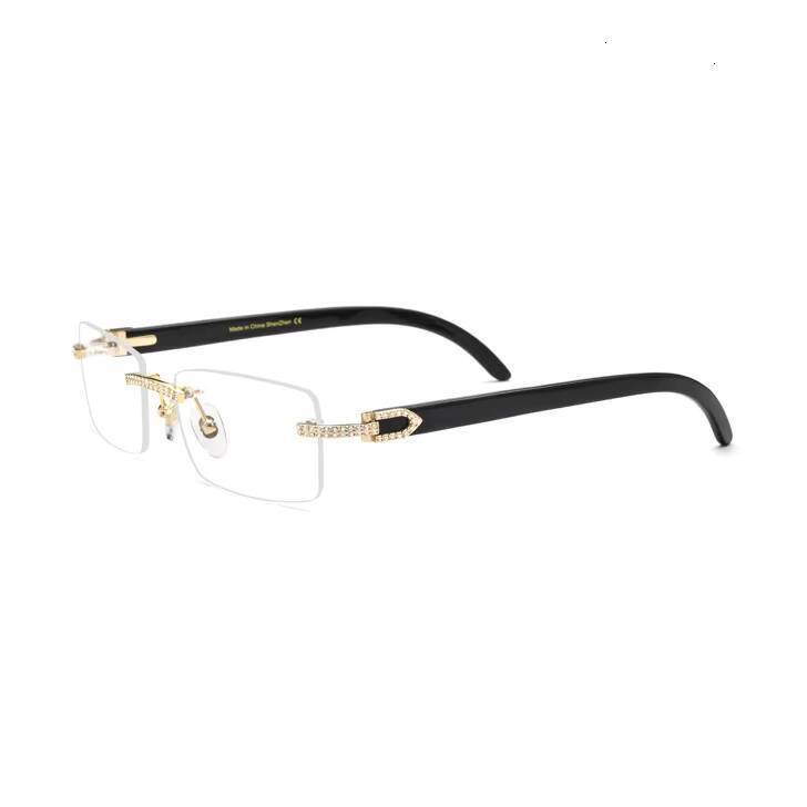 Custom Square Sunglasses Vintage Fashion Men Rimless Glass Shade Eyewear Buffalo Horn Diamond Sun Glasses