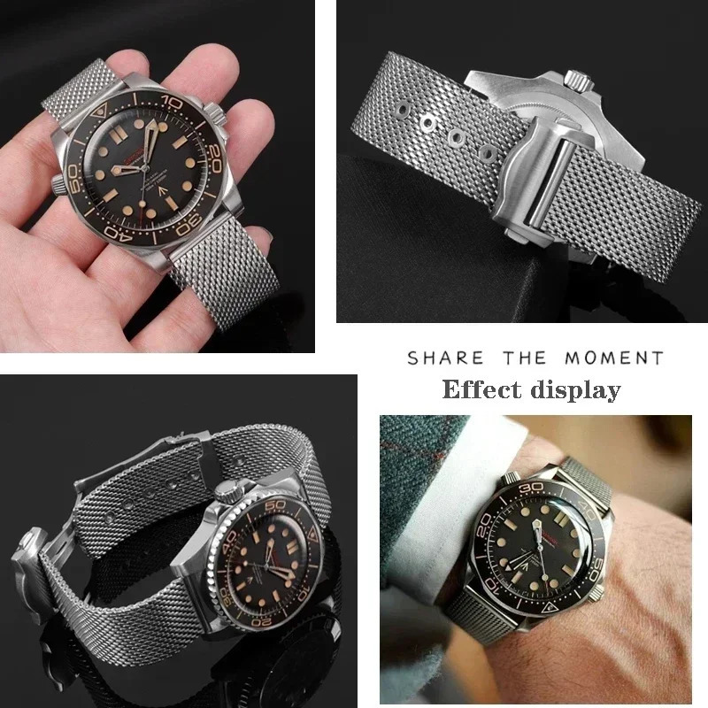 High quality steel 20mm Chain Strap For Omega 007 Diver 300 Watch Band Replace Milanese Stainless Bracelet 260429 - view 4