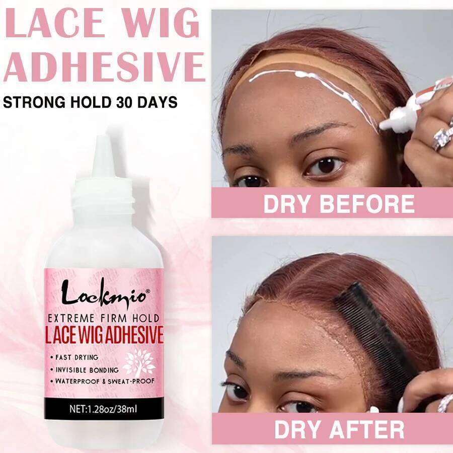 LOCKMIO Melting Spray Waterproof Adhesive Glue Remover & Brush Head Band Wig Installation Kit Lace Wigs for Women