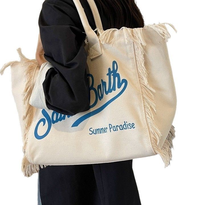 Bag Beach Large Capacity Single Shoulder Commuter Bag Handmade Tassel Cowboy Printed Tote Bag 251106