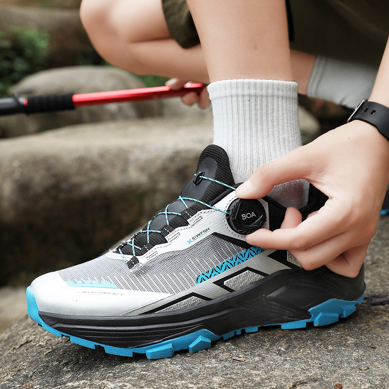 Mens BOA Quick Lacing Trail Running Shoes Breathable Mesh Outdoor Hiking Sneakers