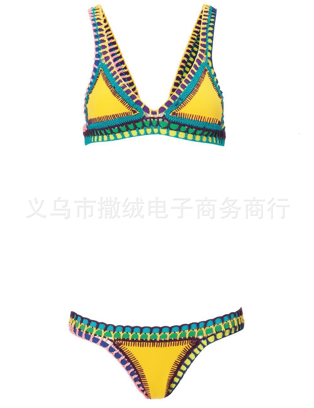 Green Crochet Bikini 2026 Bandeau Biquini Women Sexy Swimsuit Push Up Swimwear Female Low Waist Swim Suits Bathingsuit Beachwear 260402