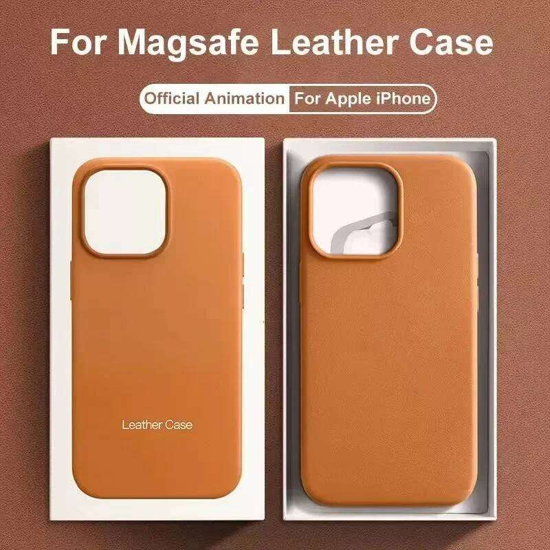 Luxury Case for iPhone 17 Pro Max 16 13 12 14 15 Plus Leather Official Style MacSafe Magnetic i Phone Cover Etui 26L0430