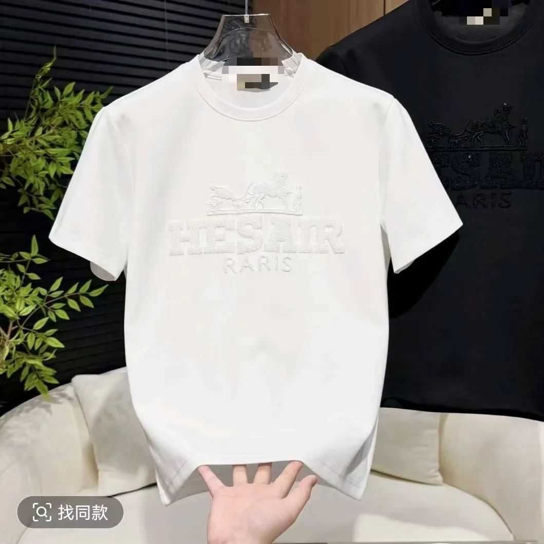 Designer 2026 Light Horse Year Embroidered Thickened Mens Short Sleeve Shirt Simple and Versatile Available in Red Black White and Purple88