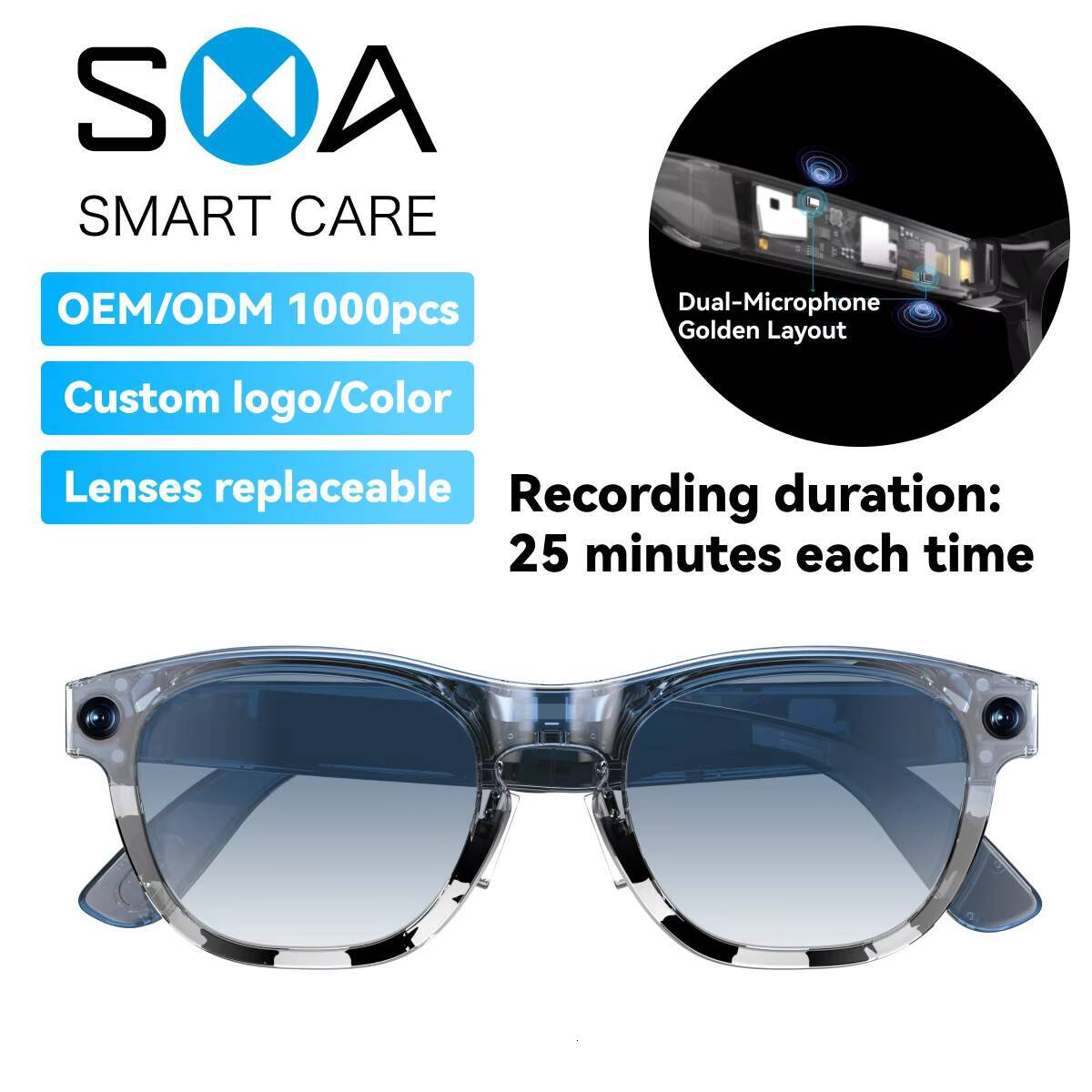 2026 NEW TR90 Frame 8MP Camera Video Recording AI Translation Recognition Bluetooth Call Music Smart Glasses