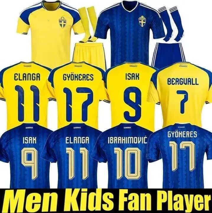2026 Sweden World CUP soccer jersey 26 27 IBRAHIMOVIC ISAK Gyokeres FORSBERG camisetas Kids Uniform Set kits KULUSEVSKI GUSTAFSON 2025 maillot footbal