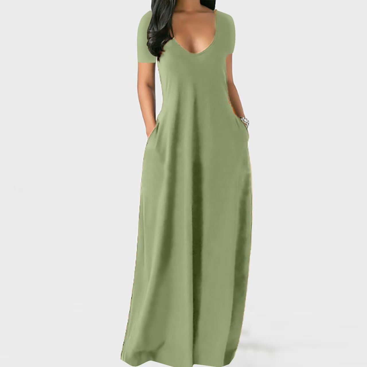 Plus Size Dresses Designer Clothing Long Skirt Short Sleeve Women Sexy Party Dress Fashion Casual Lapel Solid Color M-5XL