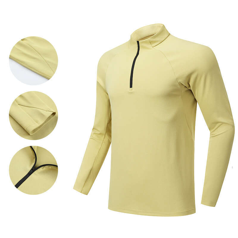 Lulu Outdoor Long Sleeve Quick-Dry Shirt for Men Spring and Autumn Half-Zip Sports Top T-Shirt Running Yoga Fitness Clothing