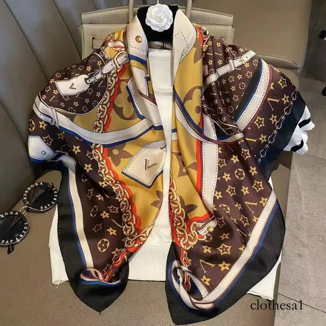 Light luxury 90 Silk scarf imitatingly printed with black and white stripes large square shawl New Year gift