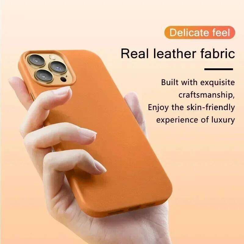 Luxury Case for iPhone 17 Pro Max 16 13 12 14 15 Plus Leather Official Style MacSafe Magnetic i Phone Cover Etui 26L0430