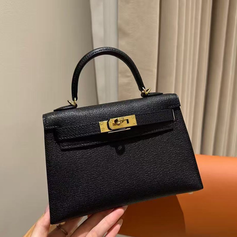 Designer mini handbag Handmade Quality shoulder bag 19cm 25cm 28cm 12A kelli bag luxury lady lock and key style top grain leather crossbody bag Fashion women black bag