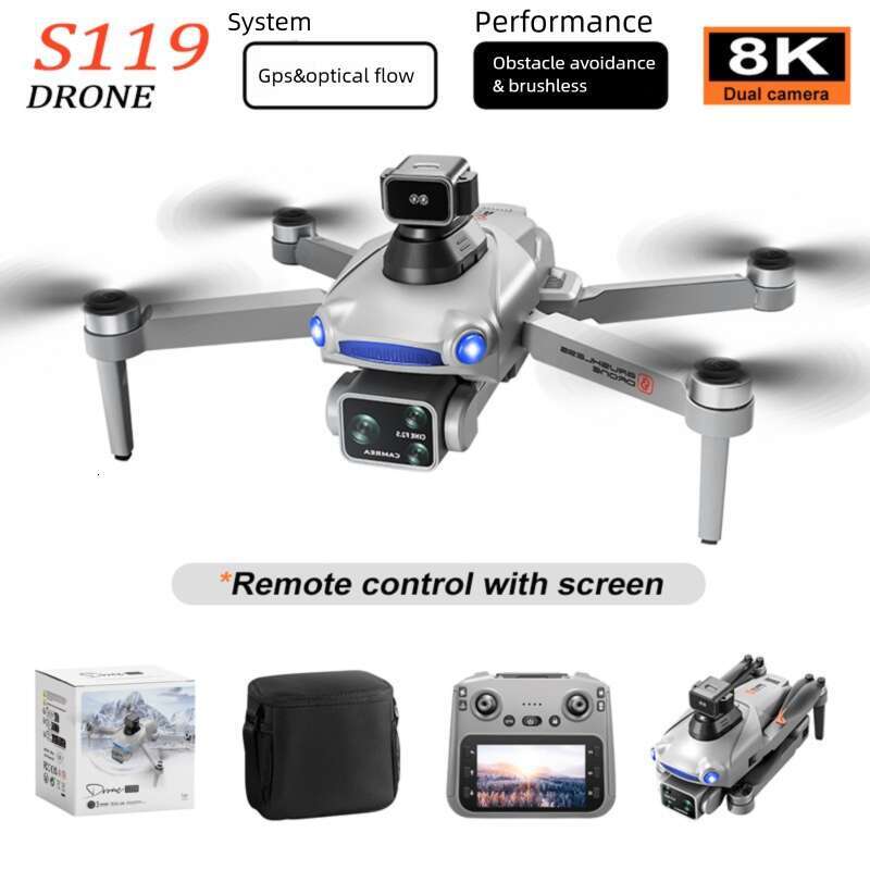 S119 GPS Drone HD Screen 8K Dual Camera Brushless 360° Obstacle Avoidance 5G WiFi FPV Long Range Aerial Photography RC Quadcopter CKS
