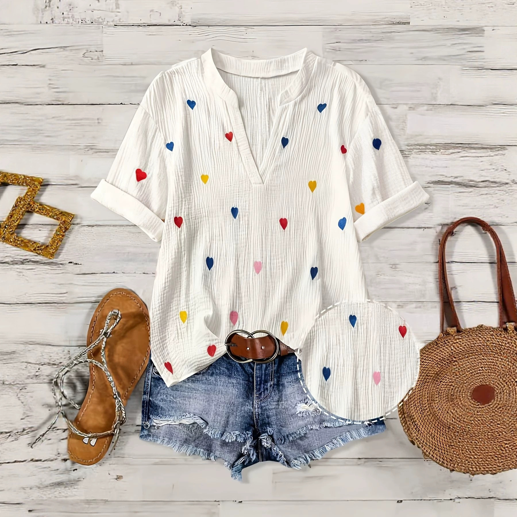 Women's V Neck Printed T Shirt Designer Loose Fit 2026 Summer New Casual Short Sleeve Top For Daily Street Weekend And Casual Outdoor Wear