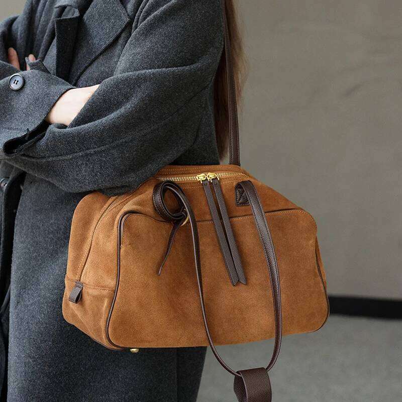 Autumn Winter Women S Cow Genuine Leather Tote Bag Suede Commuting Cowhide Handbags Large Capacity Designer Luxury Velvet Bags SENYY