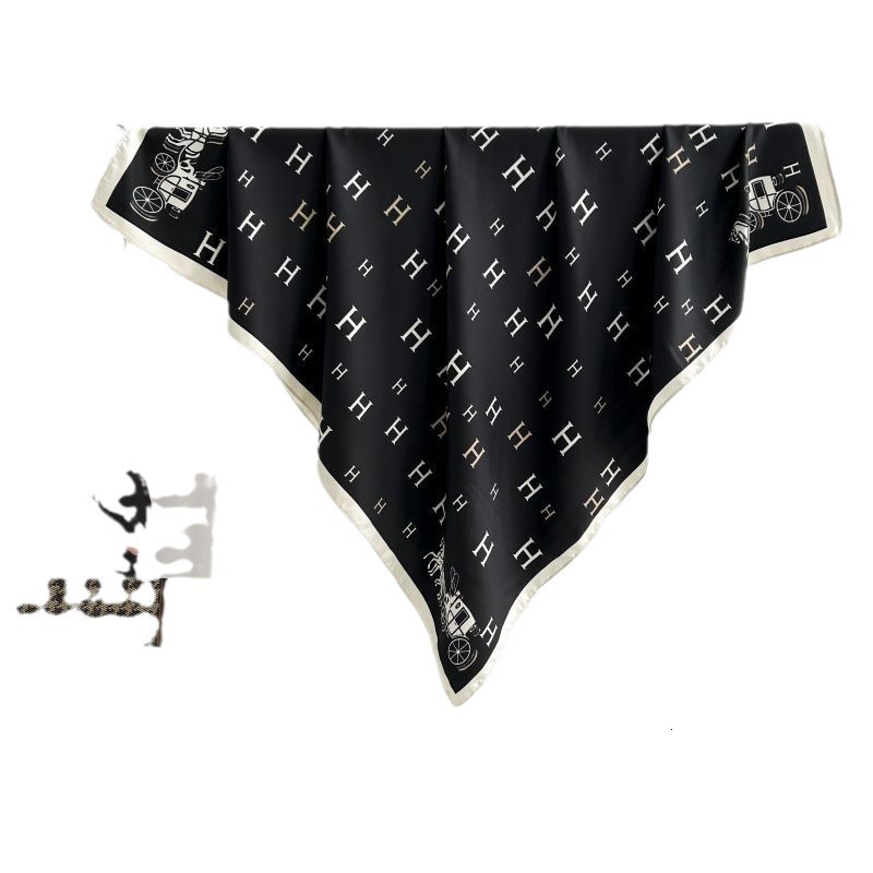 Hot Sale New Korean Ins Style Big Brand Printed Letters High-end Imitation Women's Twill Silk Scarf - view 6
