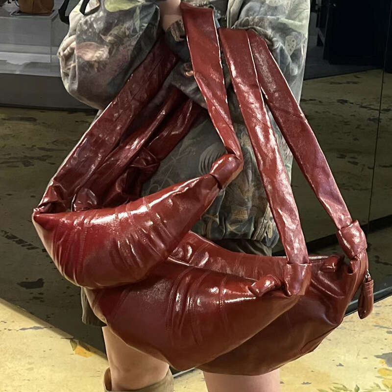 LE High Quality New Linen Coated Croissant Bag Trendy Ins Style Unisex Versatile Crossbody Knotted SENYY