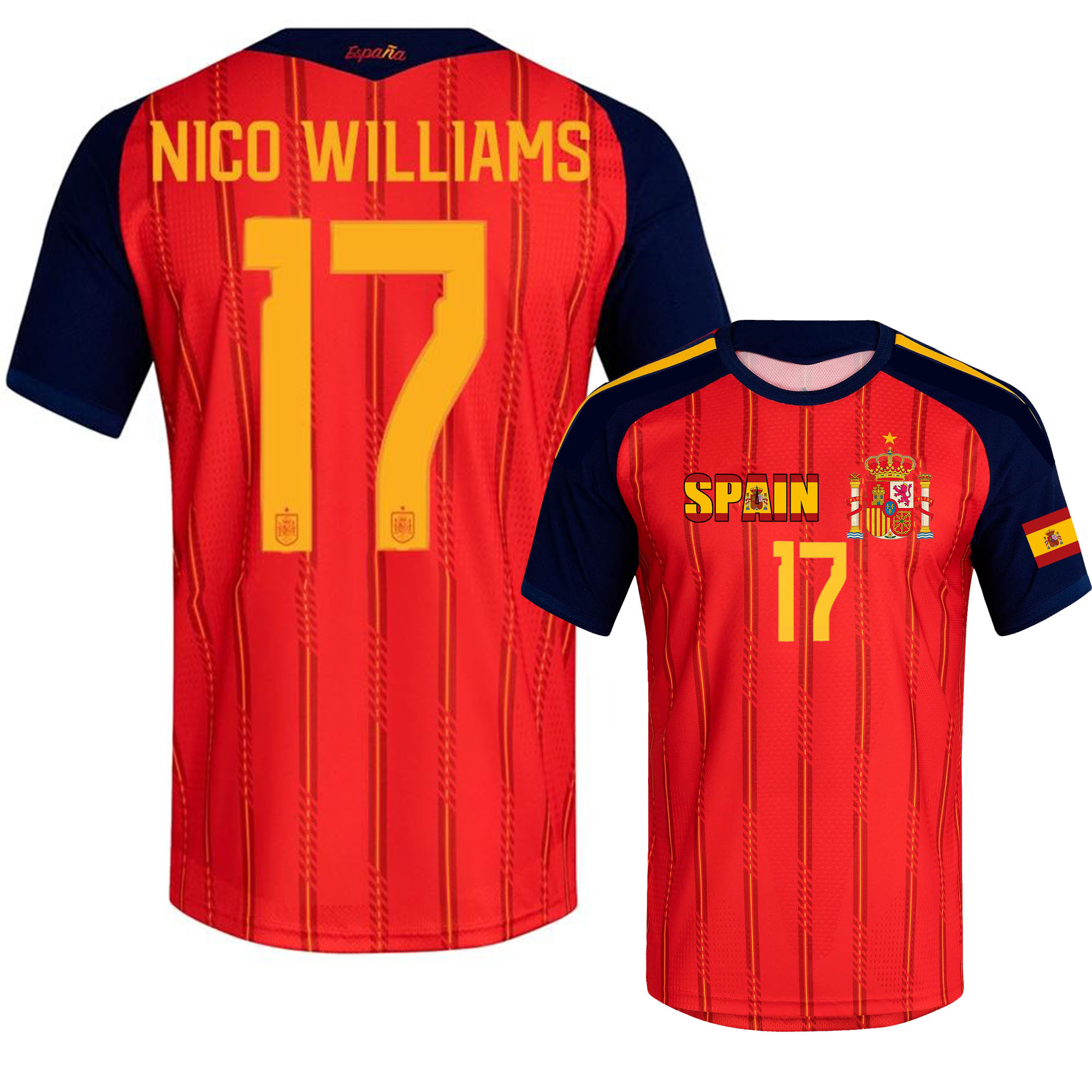 Spain Jersey World Cup 2026 T shirt Spanish National Team Sports T-shirt Jerseys Flag Football Stars Spanish Full Squad Home Top Numbers10 16 17 18 20