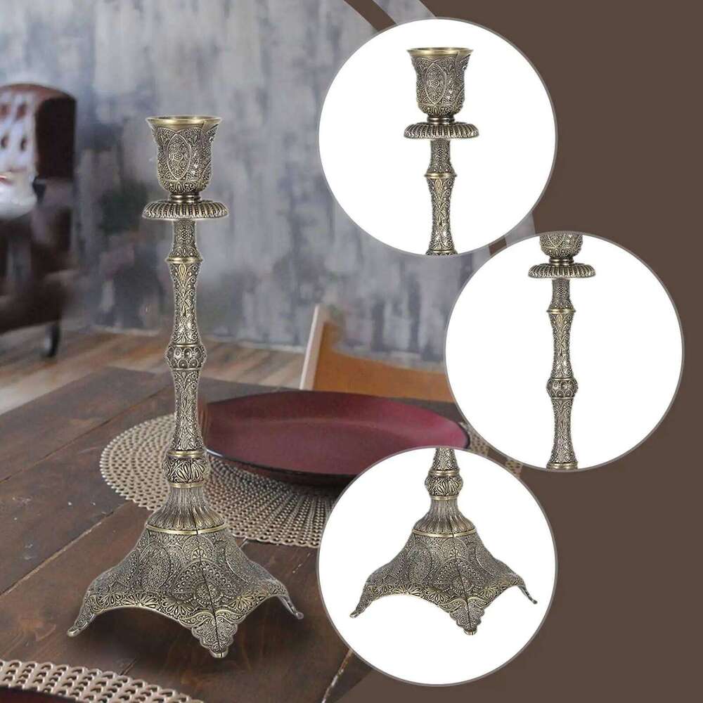 Tapered Candle Holder Candelabrum Home Ornament Zinc Alloy Table Candlestick for Anniversary Housewarming New Year Dinner Y260131
