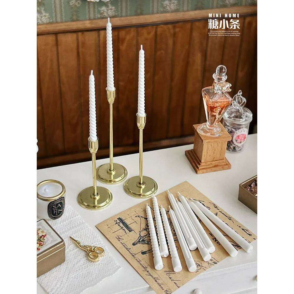 1/6 Doll House Model Furniture Accessories Simulated Metal Candlestick Candle Bjd Ob11 Gsc Blyth Soldier Lol Miniatures Light Y260131