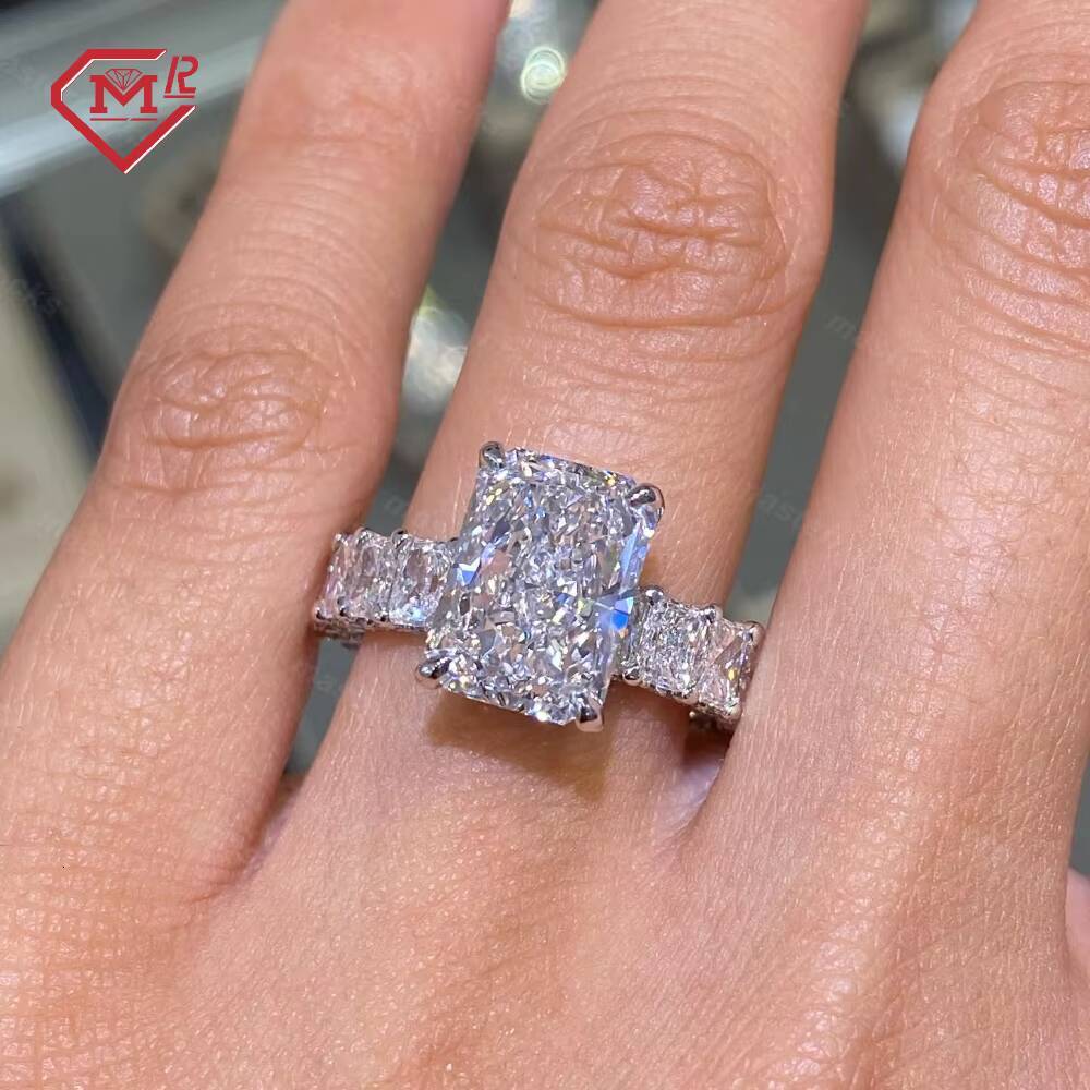 Luxury Moissanite Ring Eternity Baguette Cut Iced Out 2ct Vvs Moissanite Diamond Engagement Rings