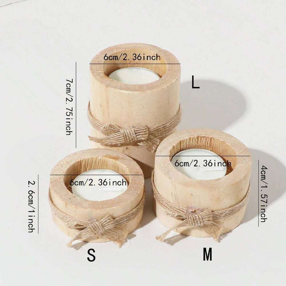 1pc/3pcs - Wooden tea lamp holder, suitable for decorating wooden flower pots in the center of wedding and birthday tables Y260131