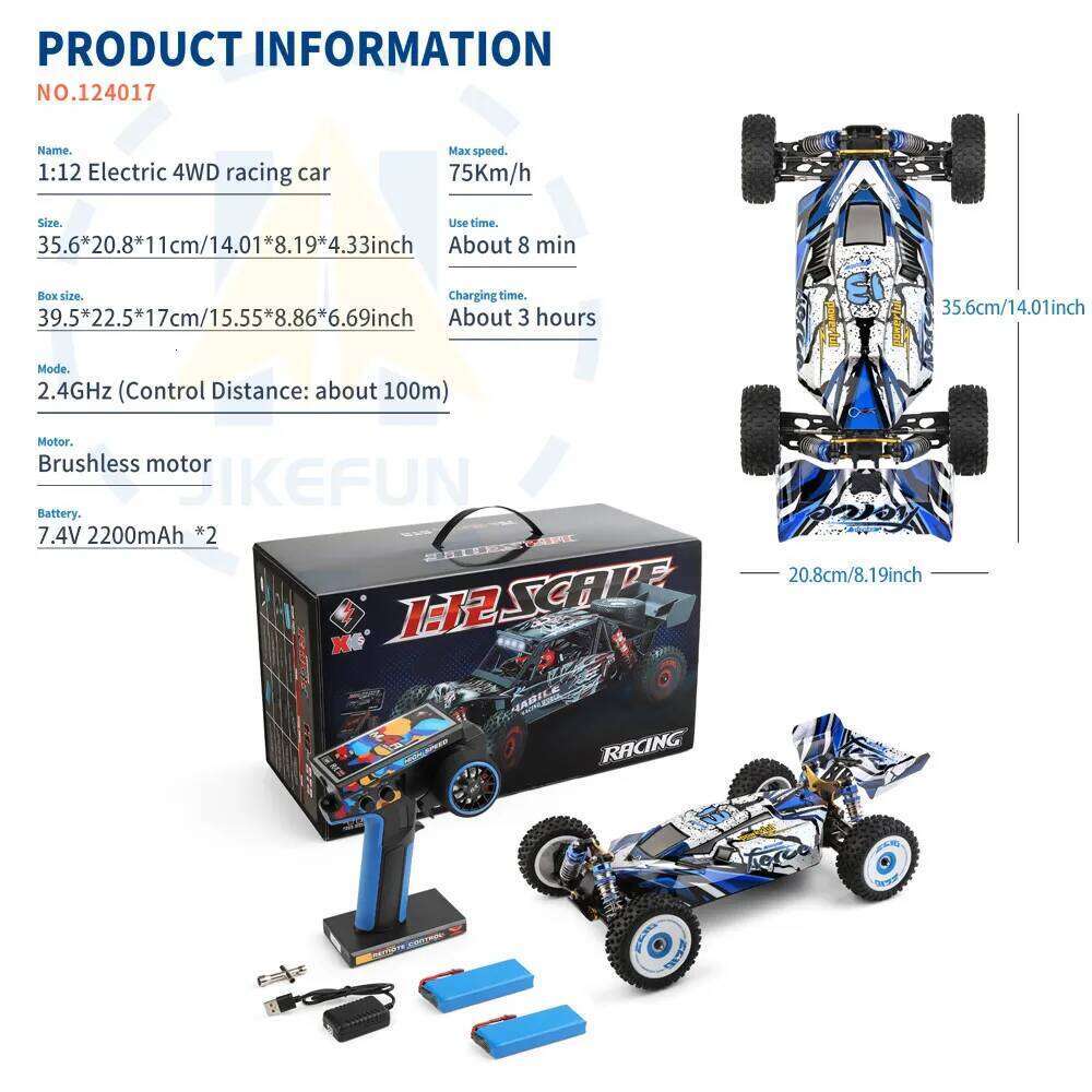 WLtoys 124017 RC Car 75KM/H 2.4G Brushless Remote Control Vehicle 4WD Electric High Speed Racing Drift Truck Toys for Children Y260131