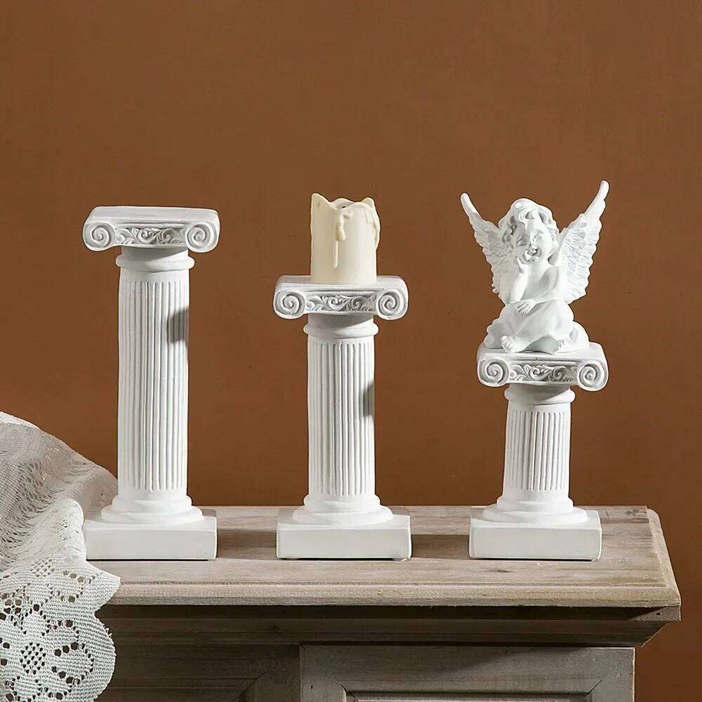 Roman Pillar Statues Greek Columns Candle Holder Resin Candlestick Stand Wedding Table Decoration Home Garden Decorative Figure Y260131