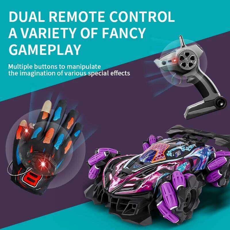 NEW F1 Drift RC with LED Light Wheel Music 2.4G Glove Gesture Wireless Remote Control Electrospray Stunt Car 4WD Toys Y260131