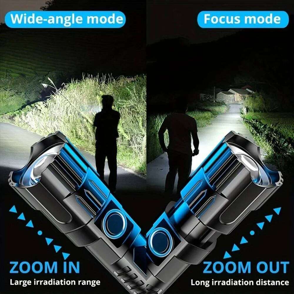 Strong Light LED Flashlights Telescopic Zoom Tactical Torch Type-c Rechargeable Portable Spotlight Long-Range Camping Flashlight H260131