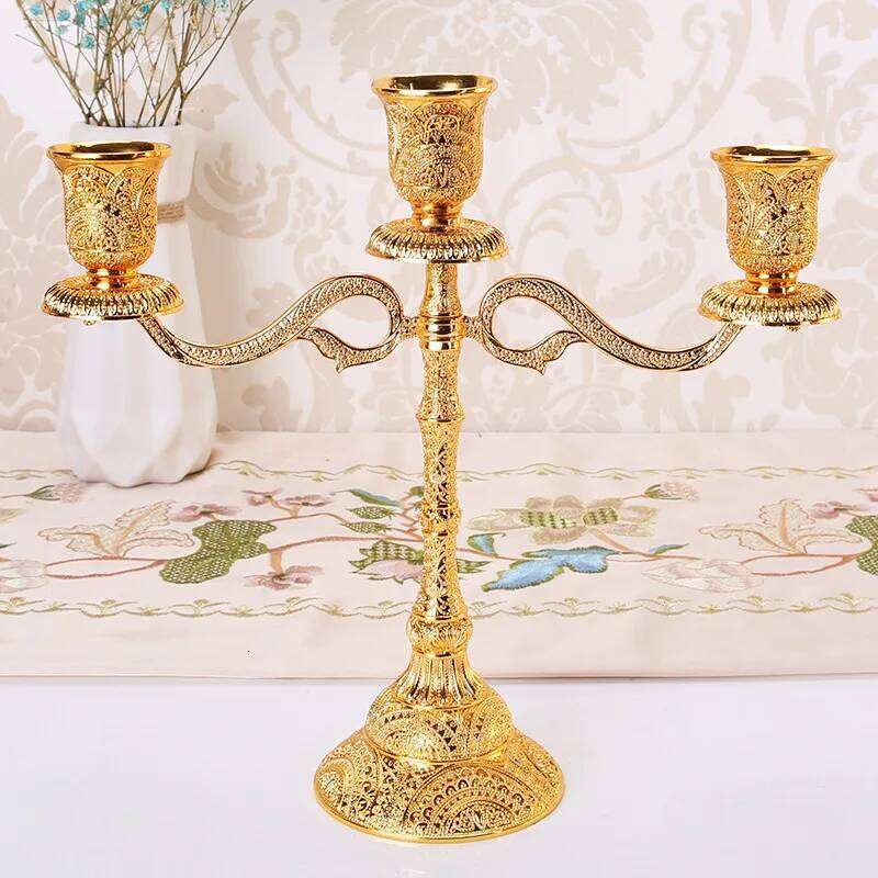IMUWEN Metal Candle Holders Hollow Design Candlestick Tabletop Stand Wedding Decoration Candelabra Home Table Decor Y260131