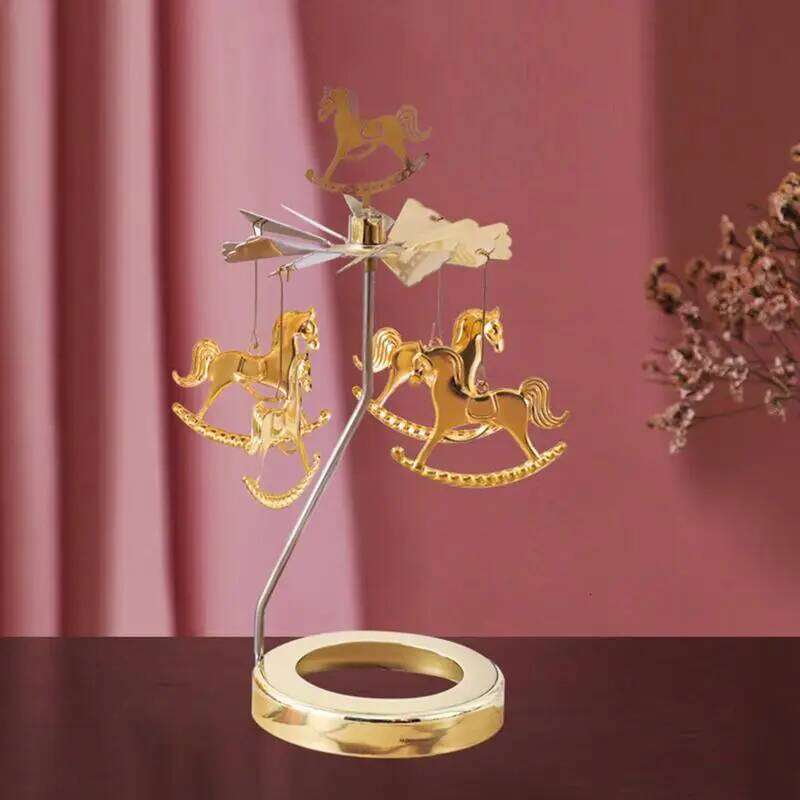 Rotating Thermal Spinning Candlestick Round Revolving Lantern Dream Decoration Candle Tea Light Holder Y260131