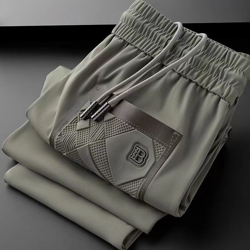 Summer 2026 Thin Ice Silk Men's Sports Pants New Style High End Fashion Trend Straight Leg Versatile Casual Trousers Free Shipping