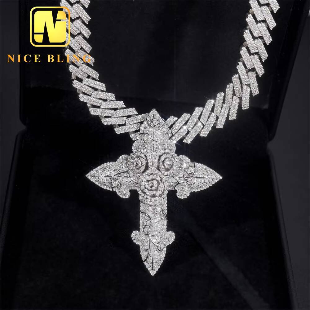 Beautiful Hip Hop Pendant Women Fine Jewelry 925 Sterling Silver VVS Moissanite Diamond Pendent