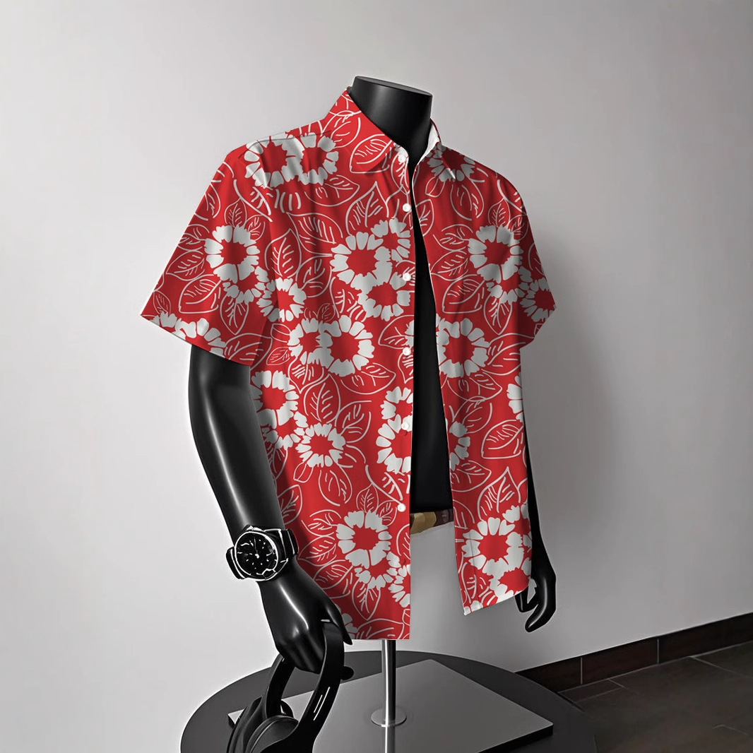 Hawaiian American Short Sleeve Floral Shirt Men's Summer Casual Beach Men's Shirt