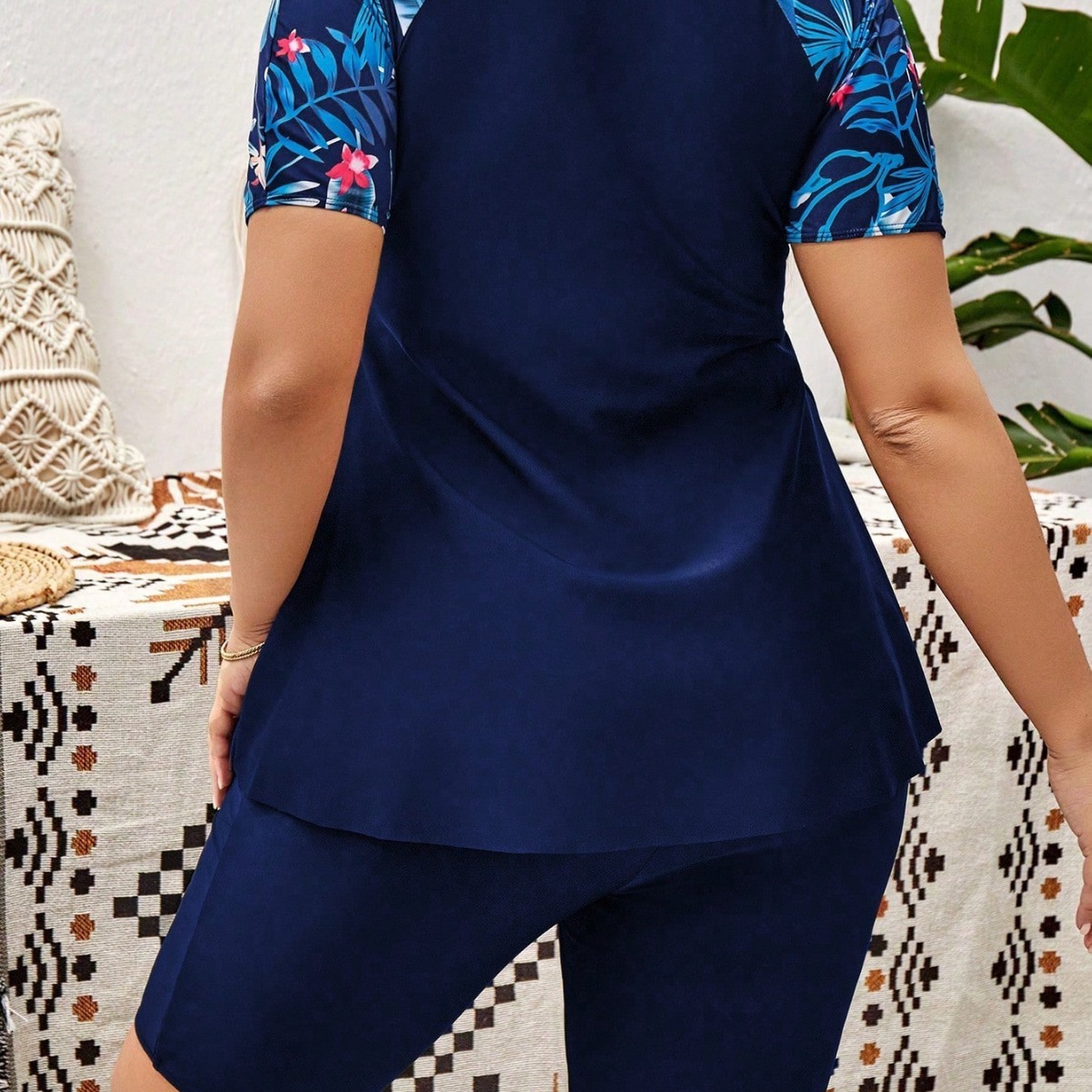 New Large Size High Neck Skirt Bikini High Waist Long Shorts Diving Suit