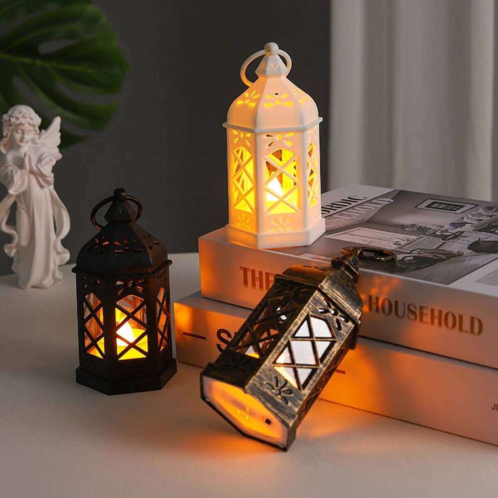 Retro Desktop Atmosphere Decoration Creative Gift Hexagonal Candle Led Wind Portable Small Horse Lamp Y260131