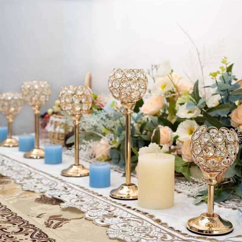 Creative crystal spherical candlestick ornaments for gatherings, parties, weddings, home celebrations, and candlelight dinners Y260131