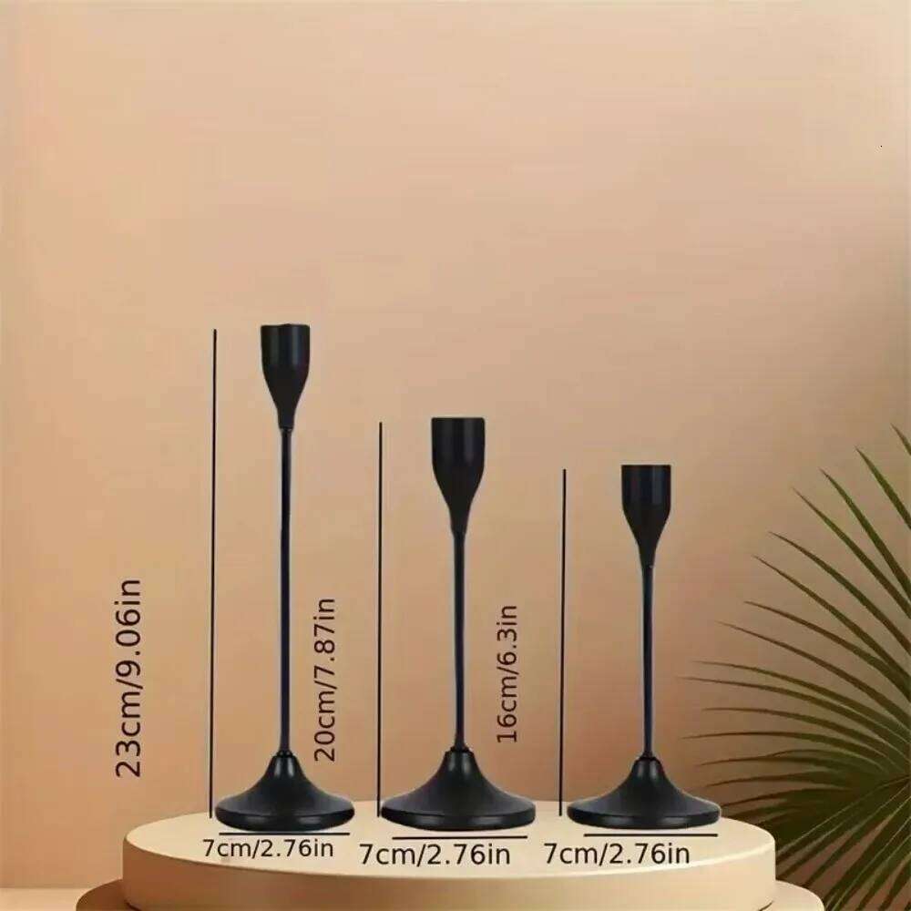 3Pcs/Set Minimalist Retro Style Tabletop Candle Holders Exquisite Home and Hotel Decoration Candlestick Holder Metal Y260131