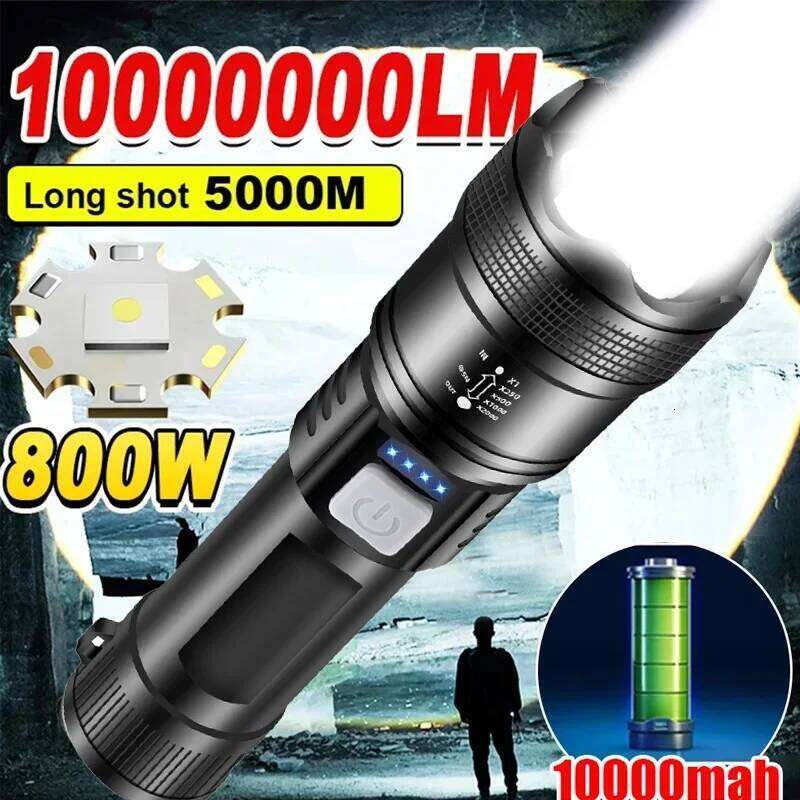 Powerful P70 Led Flashlights 5000LM Ultra Bright Tactical Emergency Spotlights Telescopic Zoom Light Built-in Battery H260131