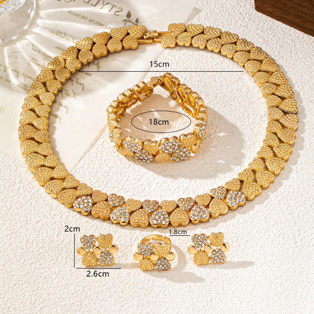 High-quality Vintage Jewelry Set New Self-Developed European And American Chic Elegant Jewelryr INS Minimalist Style Earrings Heart Double Row Hoop Ea