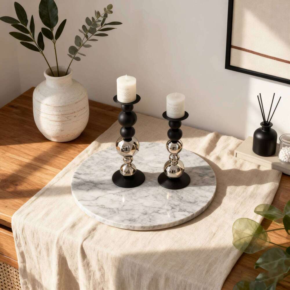 Nordic Black White Spherical Candlestick - Luxury Metal Candle Holder for Home Decor, Dining & Living Room Art Ornament Y260131