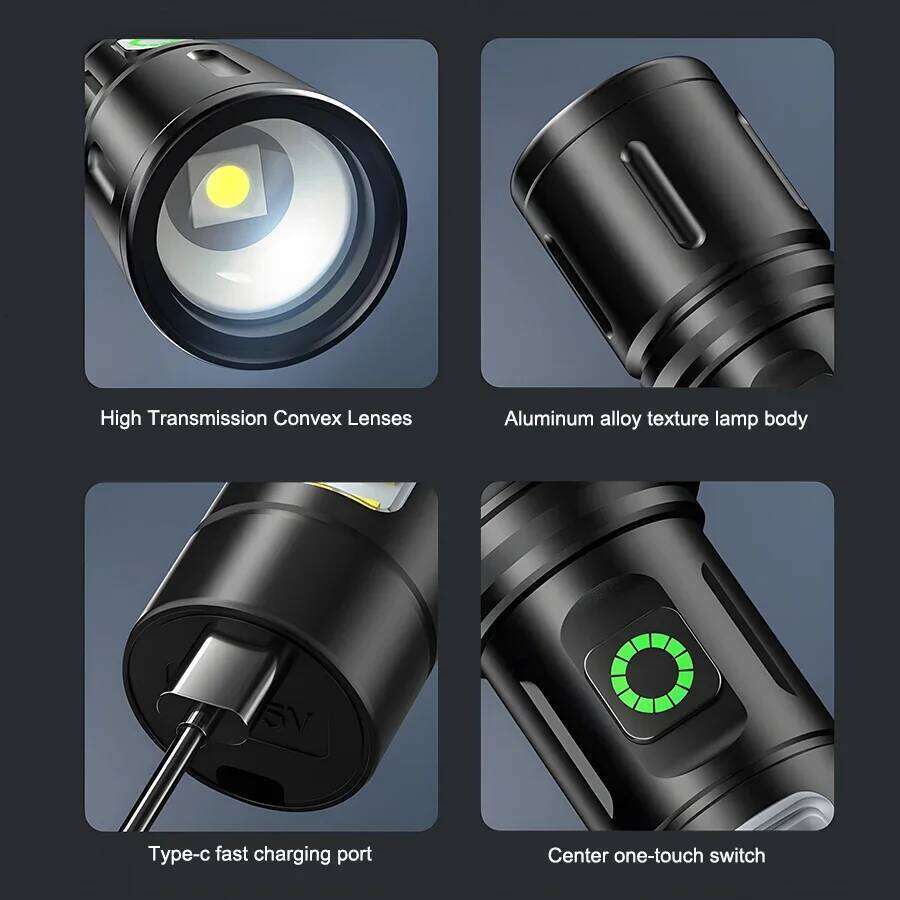 LED+COB super bright 500 lumens war type retractable flashlight aluminum alloy rechargeable outdoor camping adventure H260131