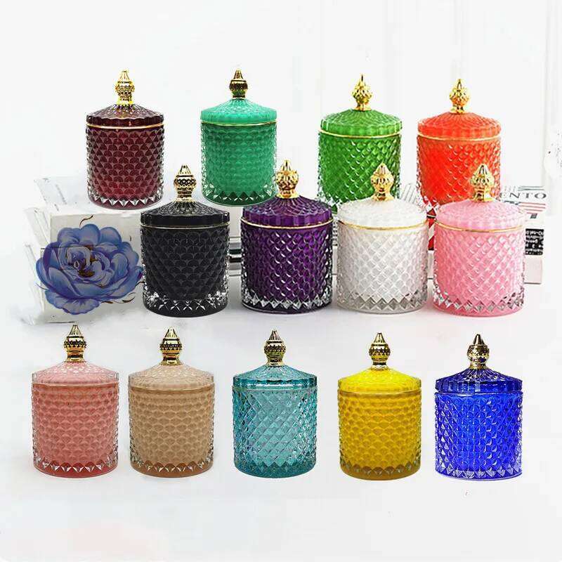 Luxury 10oz elegant Empty Candle vessels with lid For Wedding market Y260131
