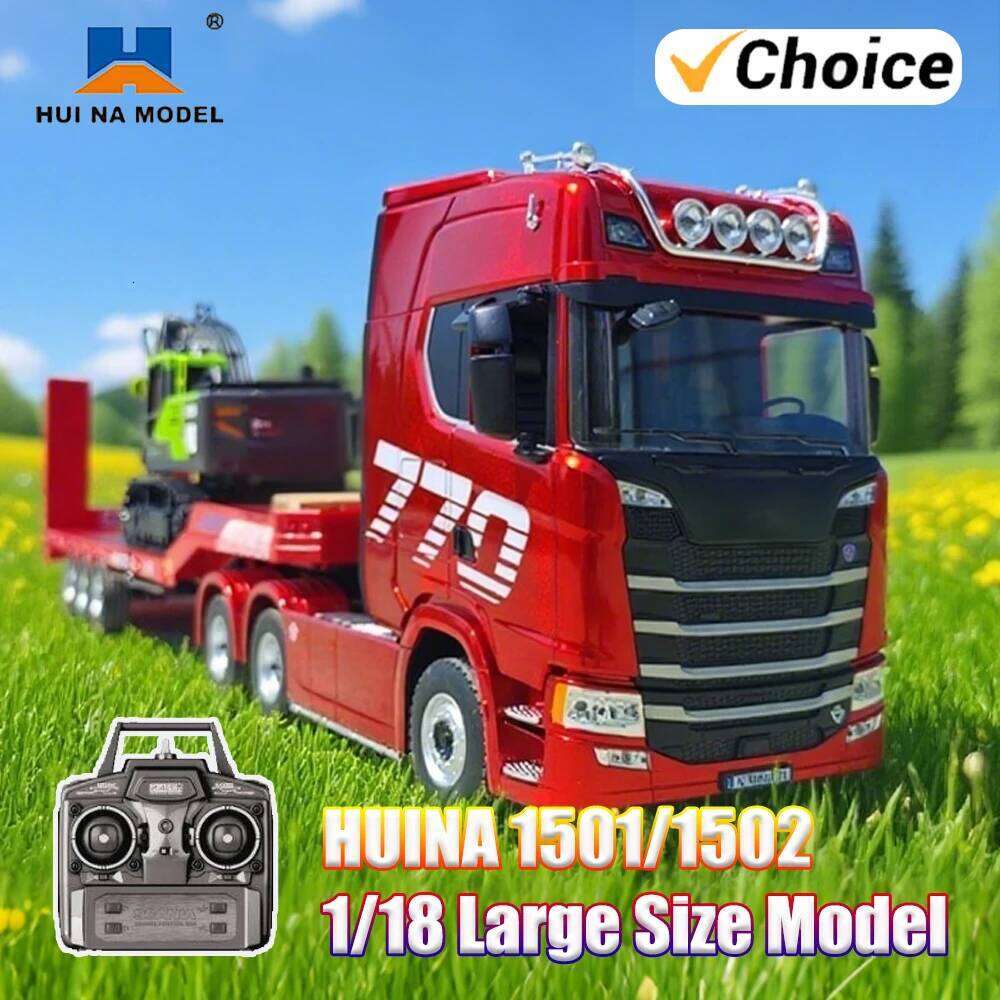 Huina 1501 Car 770S RC Alloy Tractor 1/18 19CH 2.4G Engineering Trailer Truck with Light and Sound Toys for Boys Gifts Y260131