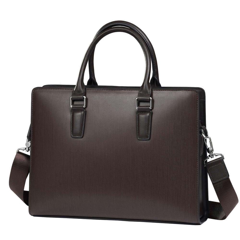 Luxury shoulder bag Hobo leather double zipper handbag men's cowhide computer business briefcase crossbody bag inch portable expandable SENYY