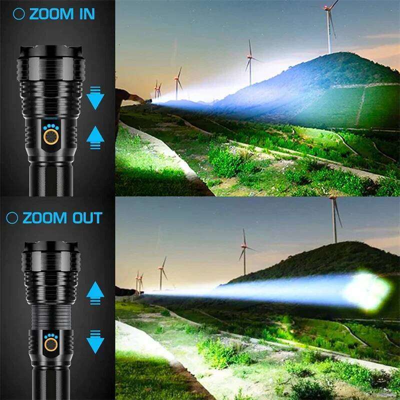 High Power XHP50 LED Flashlight Type-c Rechargeable Aluminium Alloy Torch Zoom Hand Lantern For Camping, Outdoor Emergency H260131