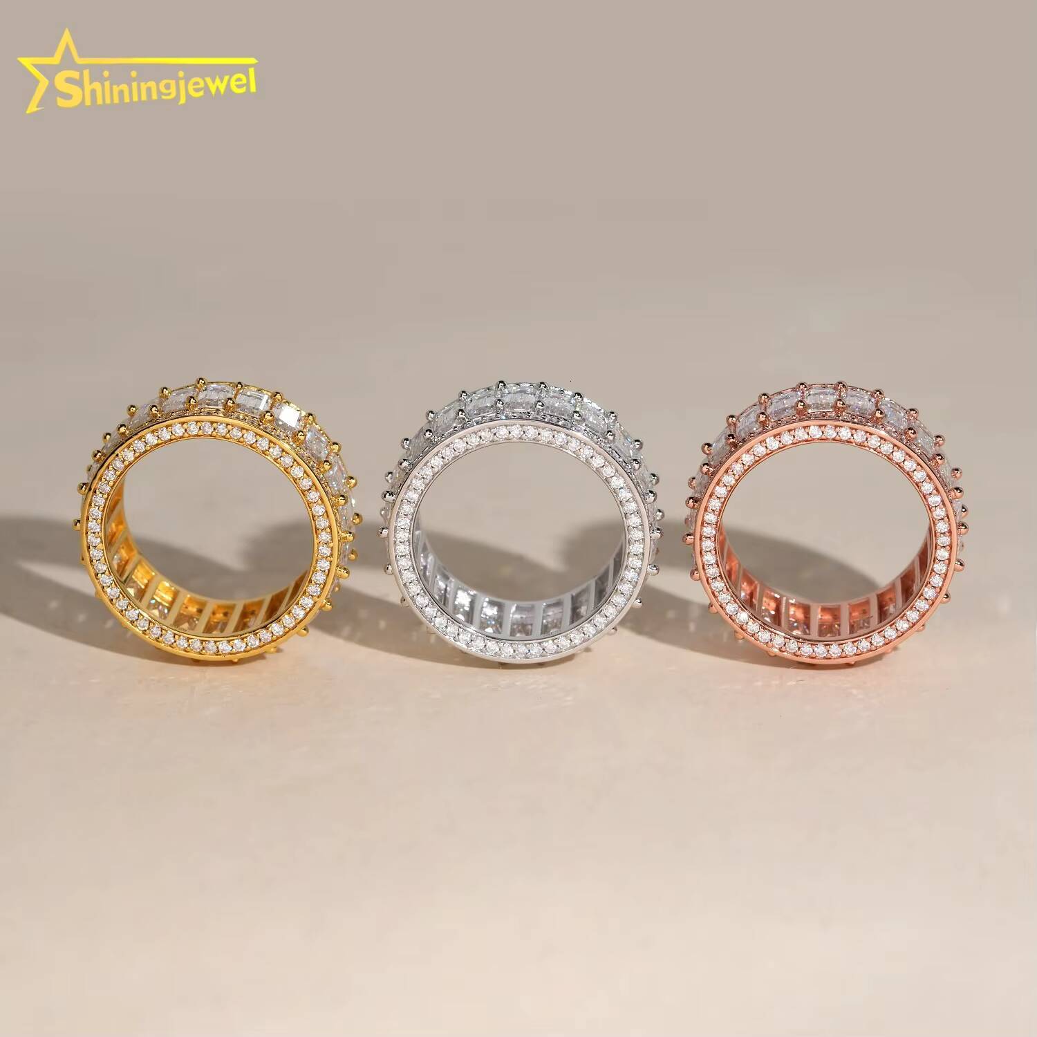 Hip Hop Rings 925 Silver Moissanite Diamond Men Wedding Band Rings Iced Out Rings Pass Diamond Tester